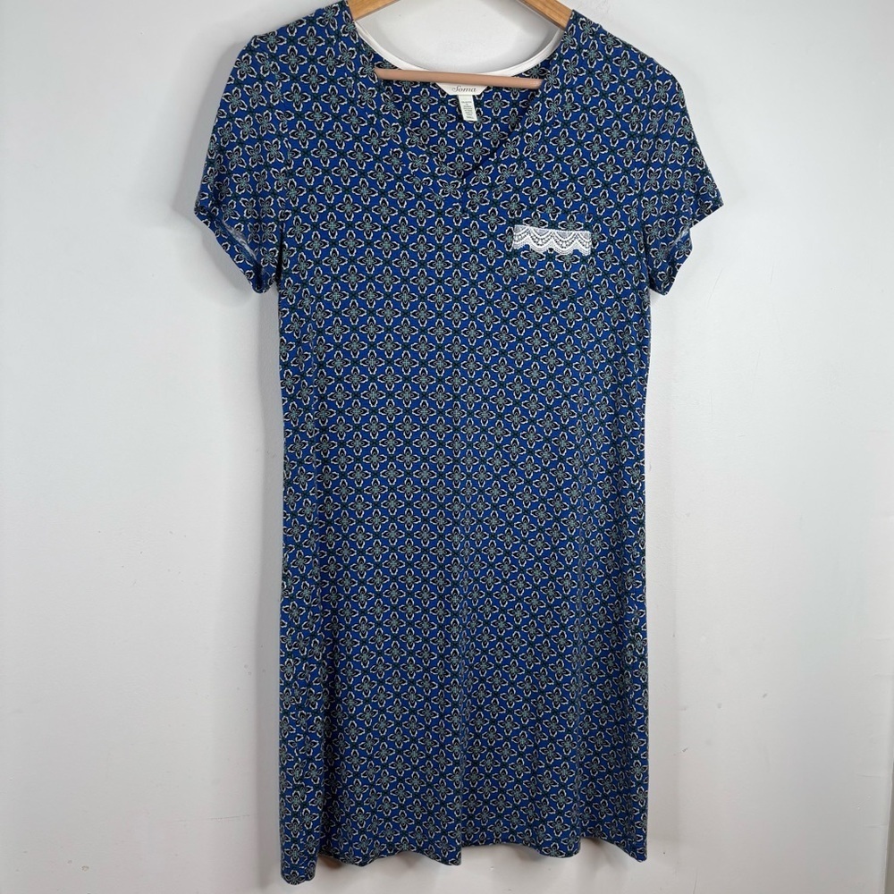 Soma Nightgown Cool Nights S Short Sleeve Paisley Pajamas Loungewear Lightweight